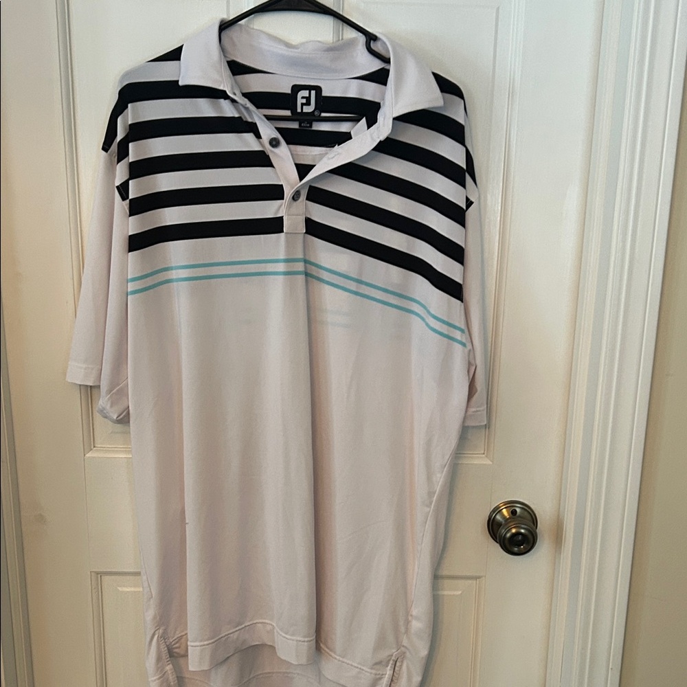 FootJoy Black and White Striped Polo Shirt
